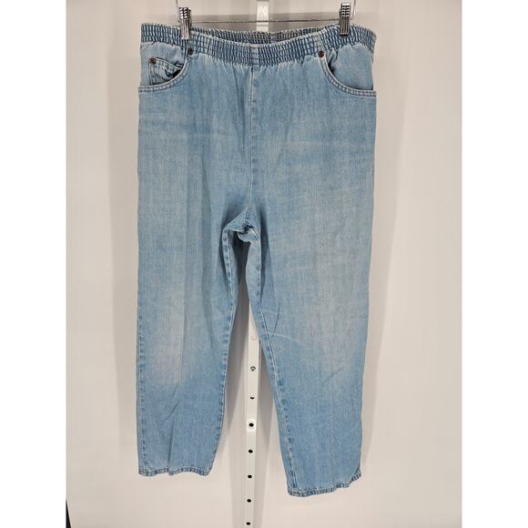White Stag Women's Blue Elastic-Waist High-Rise Pull-On Denim Trousers Size XXL - Picture 1 of 4